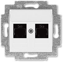 Розетка компьютерная без рамки ABB EPJ Levit 2-м. RJ45+RJ45 5e белый картинка